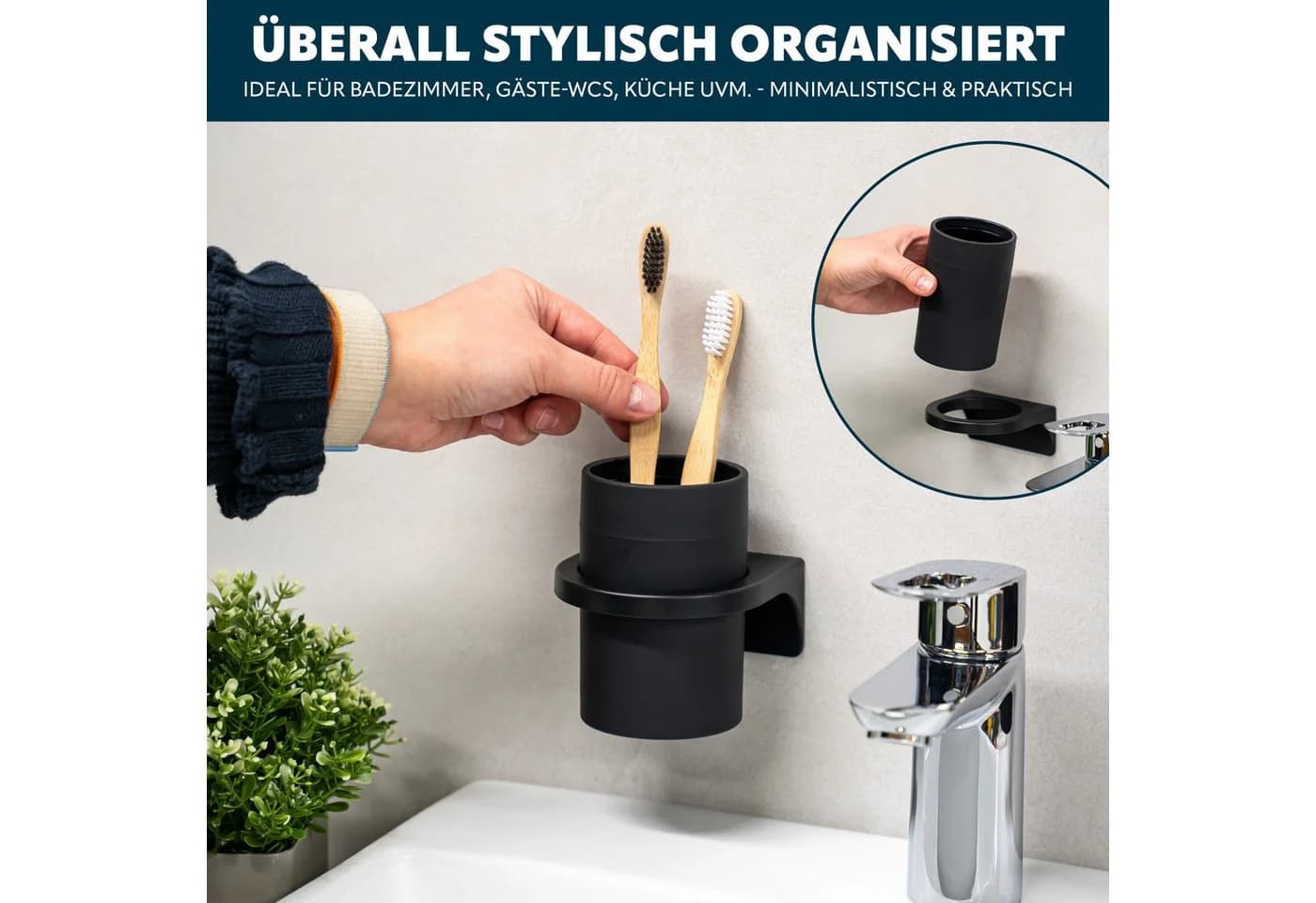 bremermann Zahnputzbecher SAVONA Soft-Touch inkl. Wandhalterung - Bild 4
