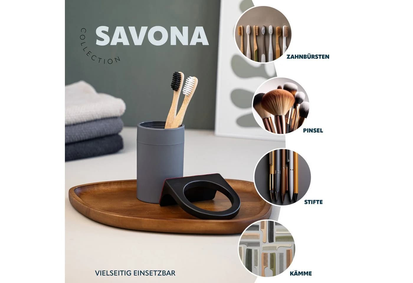 bremermann Zahnputzbecher SAVONA Grau Wandhalterung Soft-Touch - Bild 5