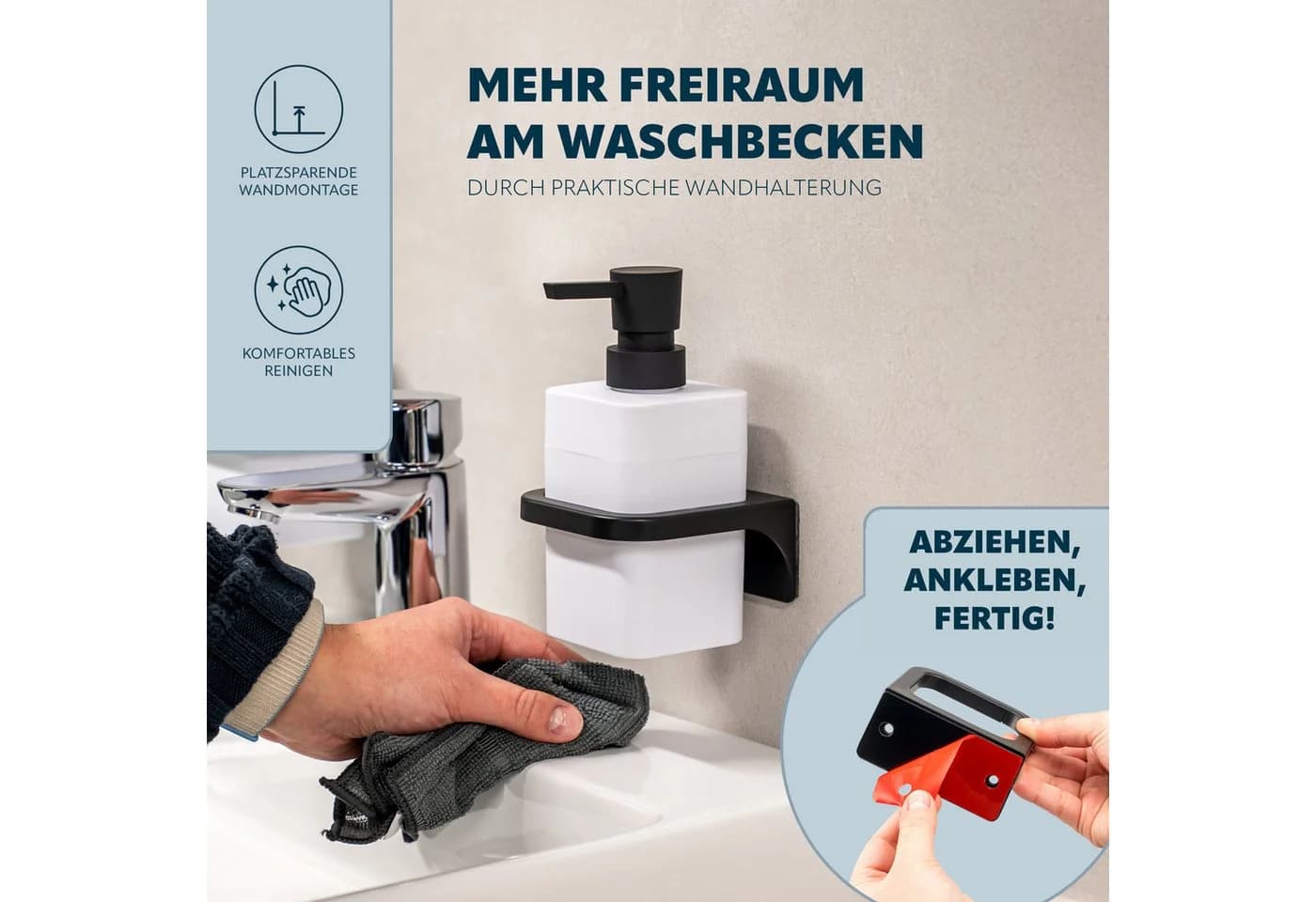 bremermann Seifenspender SAVONA Weiß Wandhalterung Softtouch - Bild 4