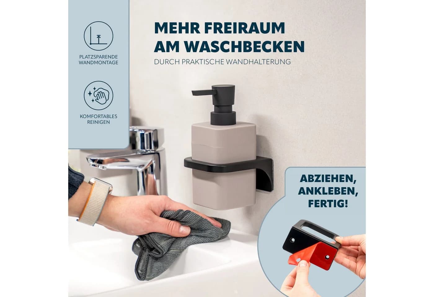 bremermann Seifenspender SAVONA Softtouch inkl. Wandhalter Grau - Bild 4