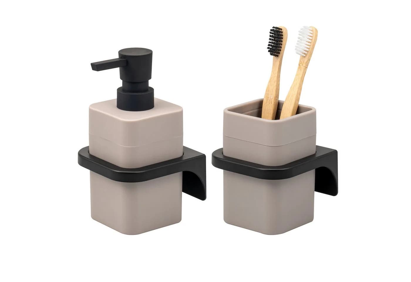 bremermann Badaccessoire-Set SAVONA Softtouch Wandhalterung 2-tlg. Eckig - Bild 2
