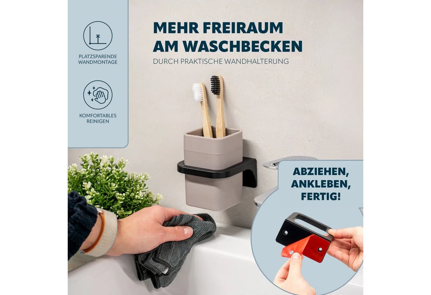 bremermann Badaccessoire-Set SAVONA Softtouch Wandhalterung 2-tlg. Eckig - Bild 4