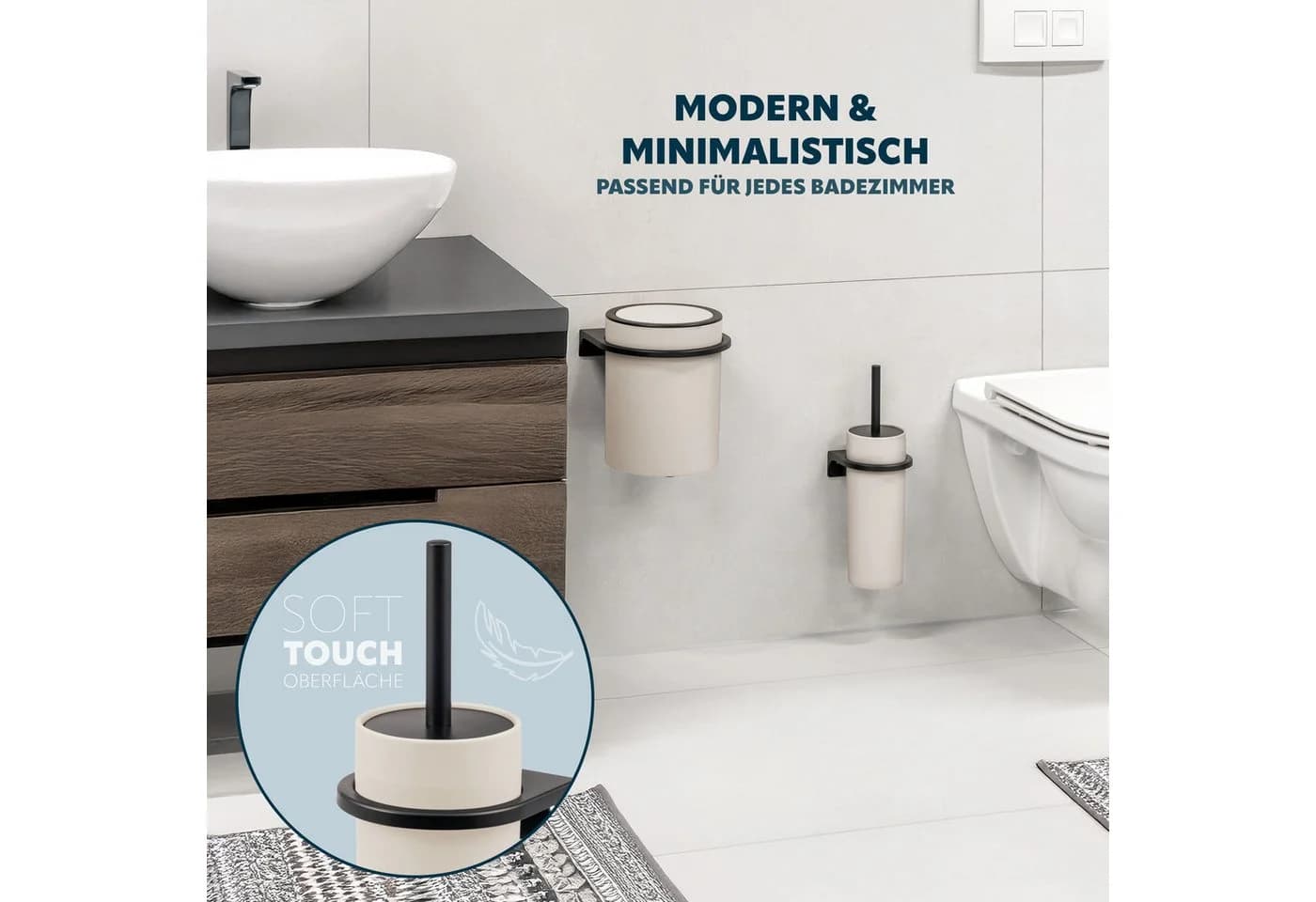 bremermann WC-Reinigungsbürste SAVONA Softtouch inkl. Wandhalterung Beige