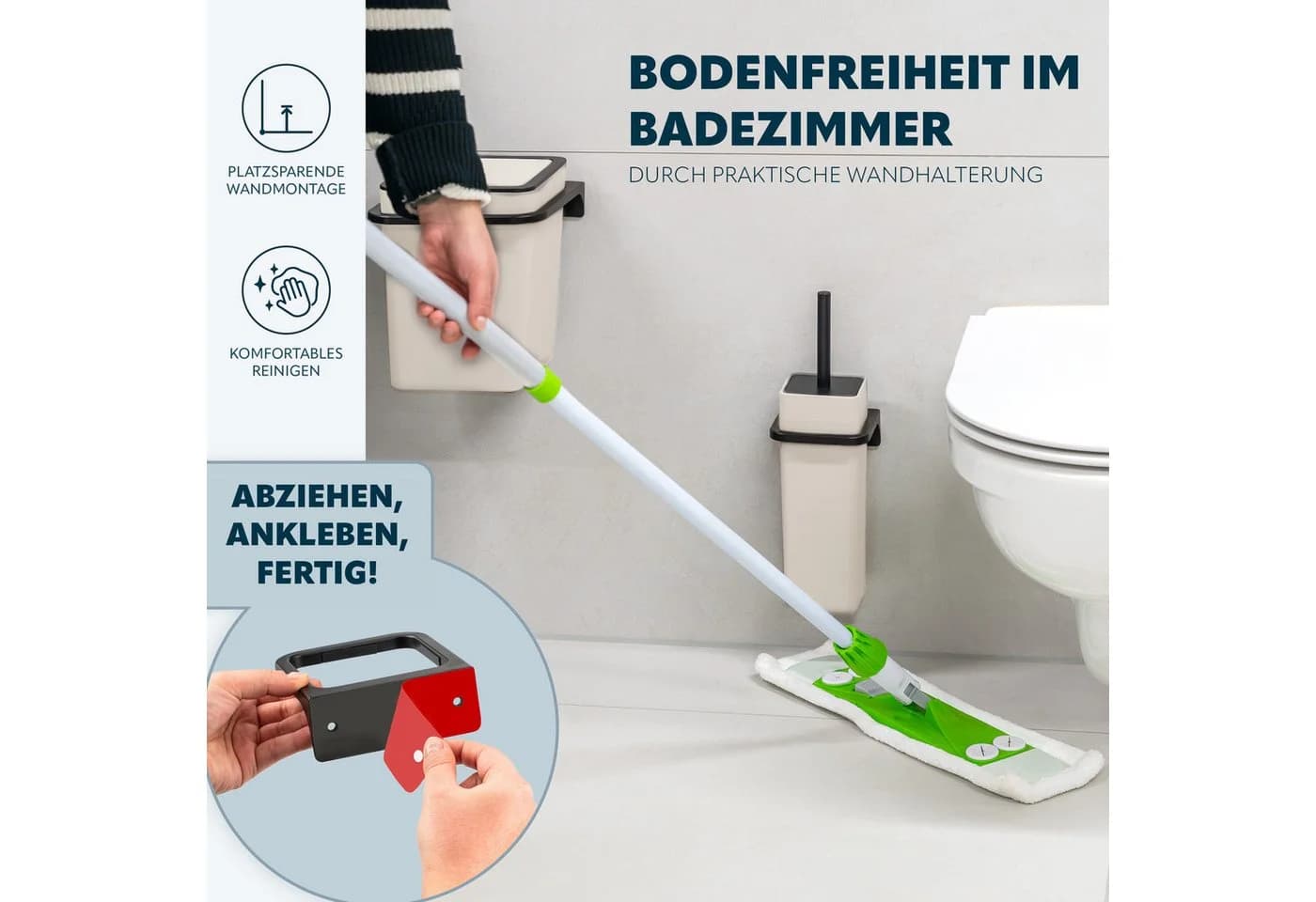 bremermann WC-Garnitur SAVONA Softtouch Schwarz/Beige mit Wandhalterung - Bild 3