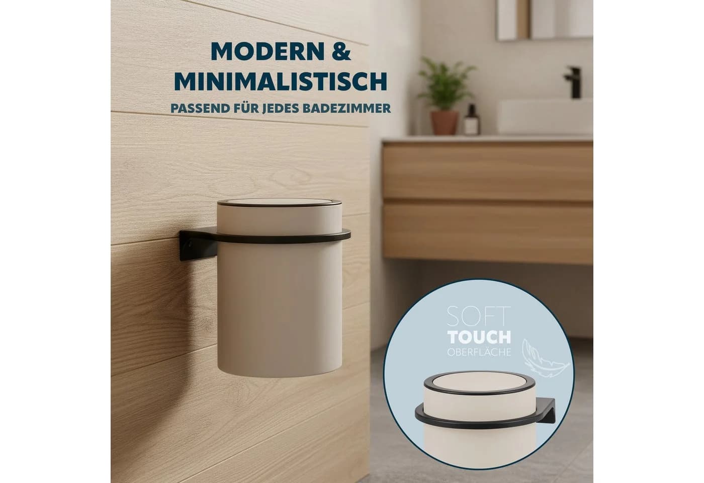 bremermann Kosmetikeimer SAVONA mit Wandhalterung 5,5 Liter Beige