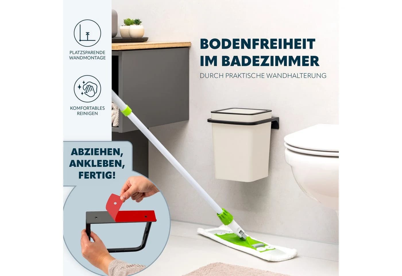 bremermann Kosmetikeimer SAVONA beige mit Wandhalterung & Softtouch-Oberfläche - Bild 3