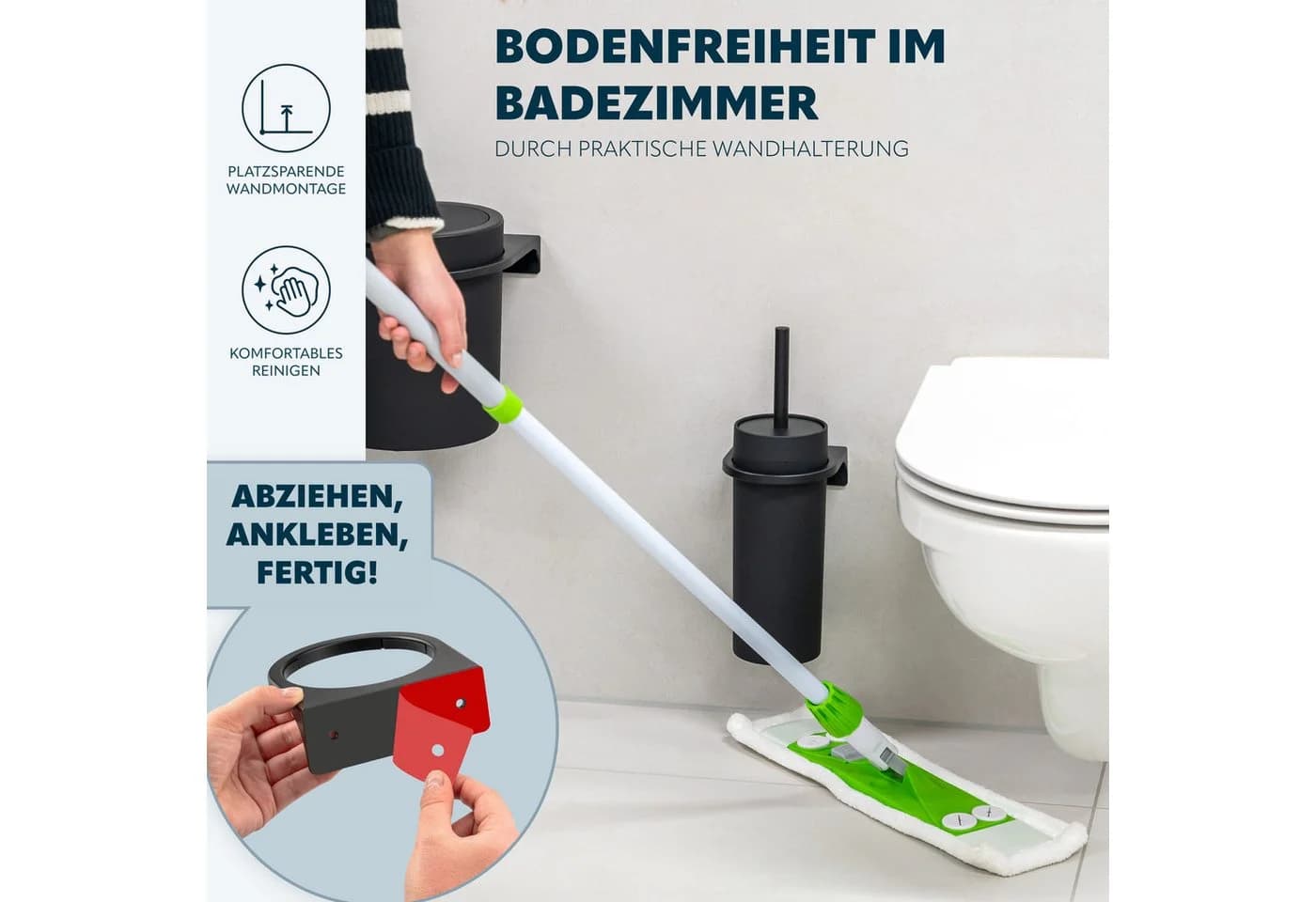 bremermann WC-Reinigungsbürste SAVONA Softtouch inkl. Wandhalterung Schwarz - Bild 3