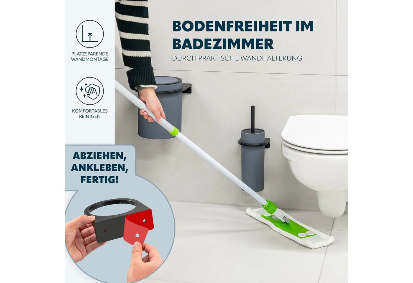 bremermann WC-Reinigungsbürste SAVONA Softtouch inkl. Wandhalterung grau/schwarz - Bild 3