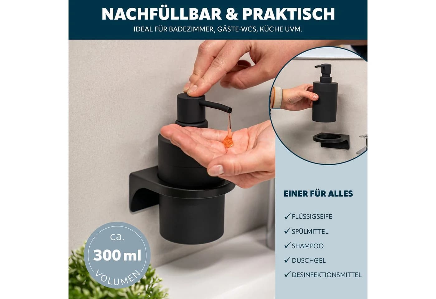 bremermann Badaccessoire-Set SAVONA 4tlg. Schwarz Soft-Touch - Bild 4