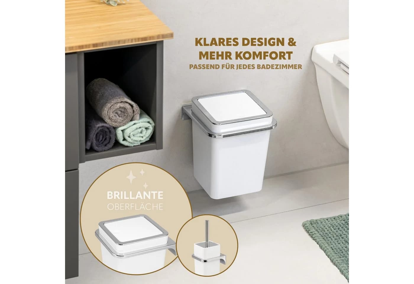 bremermann Badaccessoire-Set 2-tlg. Weiß Chrom Wandmontage
