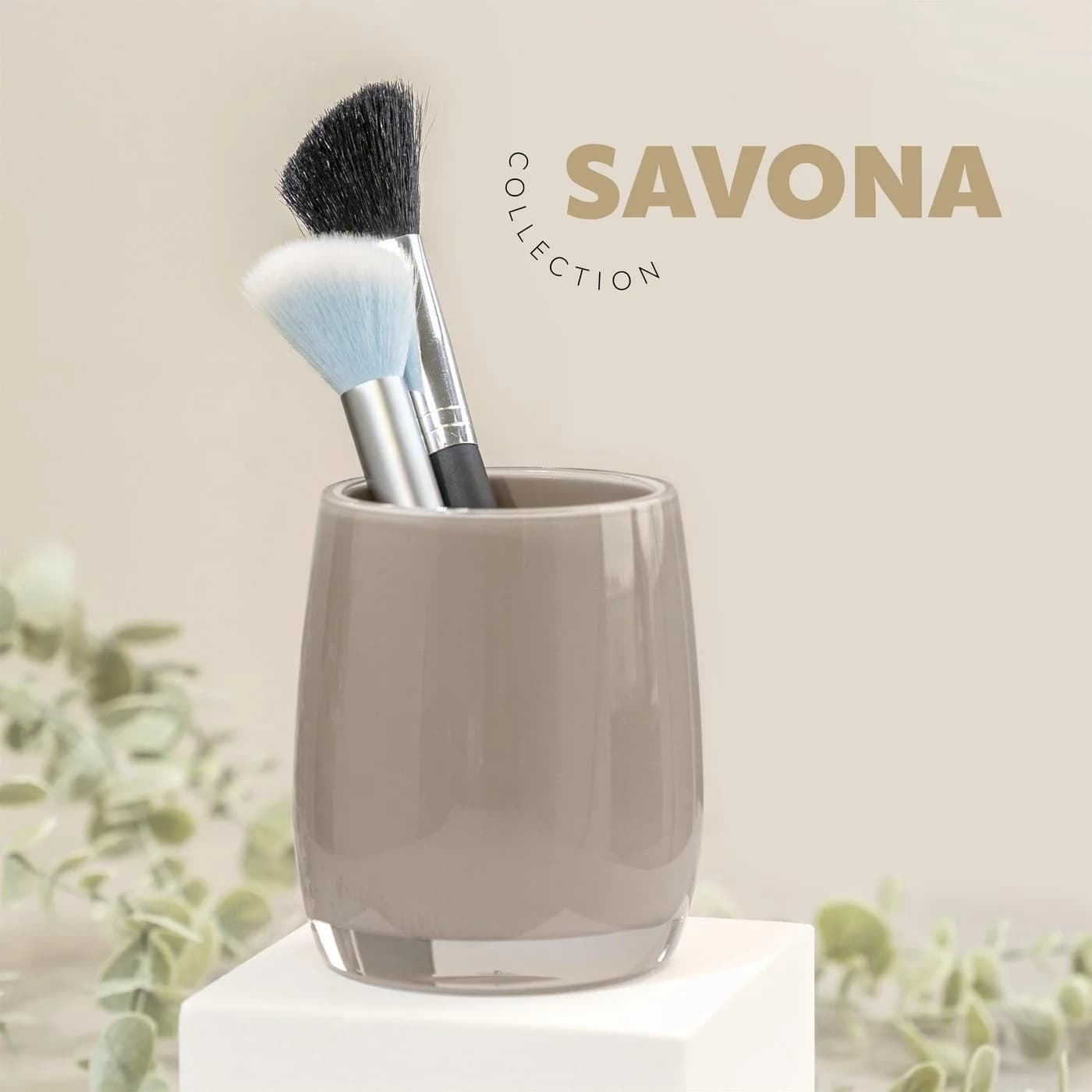 bremermann Zahnputzbecher Bad-Serie SAVONA Braun Transparent