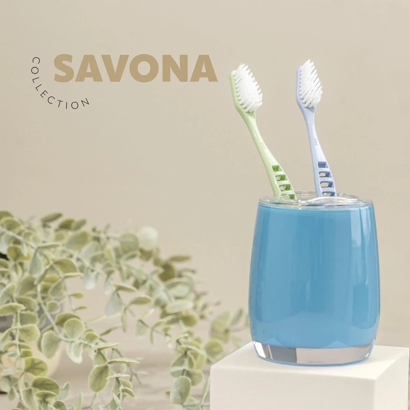 bremermann Zahnbürstenhalter Bad-Serie SAVONA Transparent/Blau