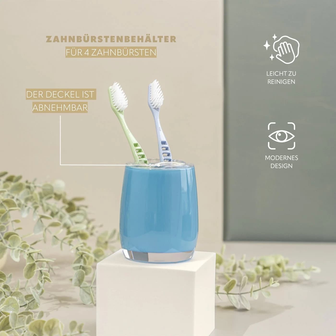 bremermann Zahnbürstenhalter Bad-Serie SAVONA Transparent/Blau - Bild 3