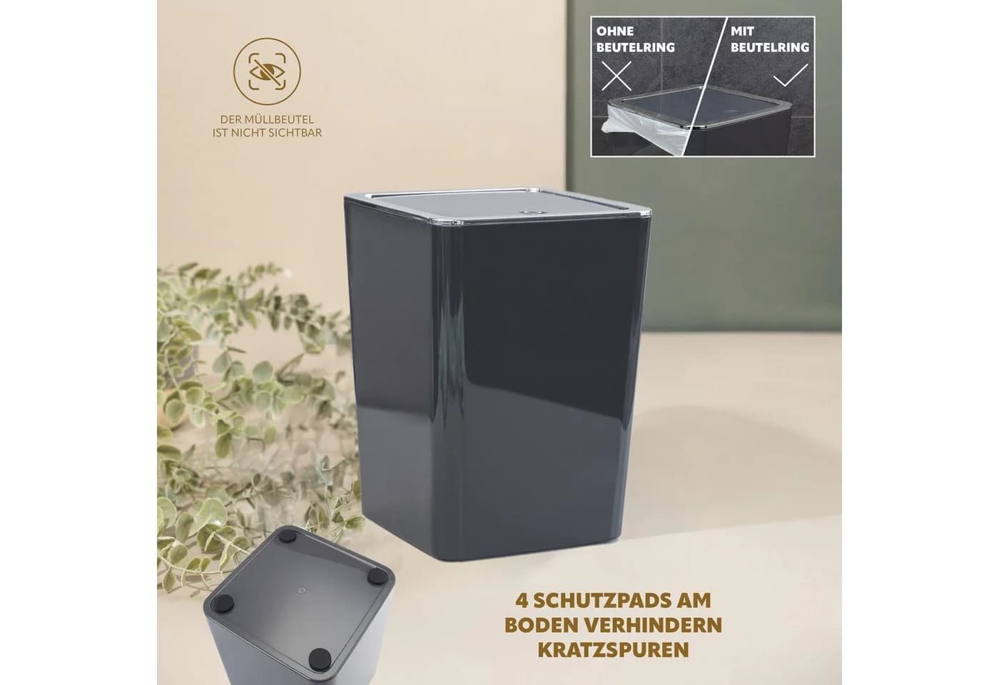 bremermann Kosmetikeimer SAVONA 6 Liter grau eckig - Bild 5