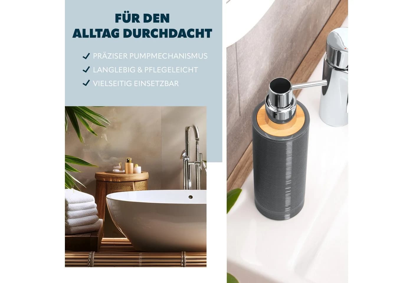 bremermann Seifenspender SEGNO Bambus Kunststoff 340 ml - Bild 5