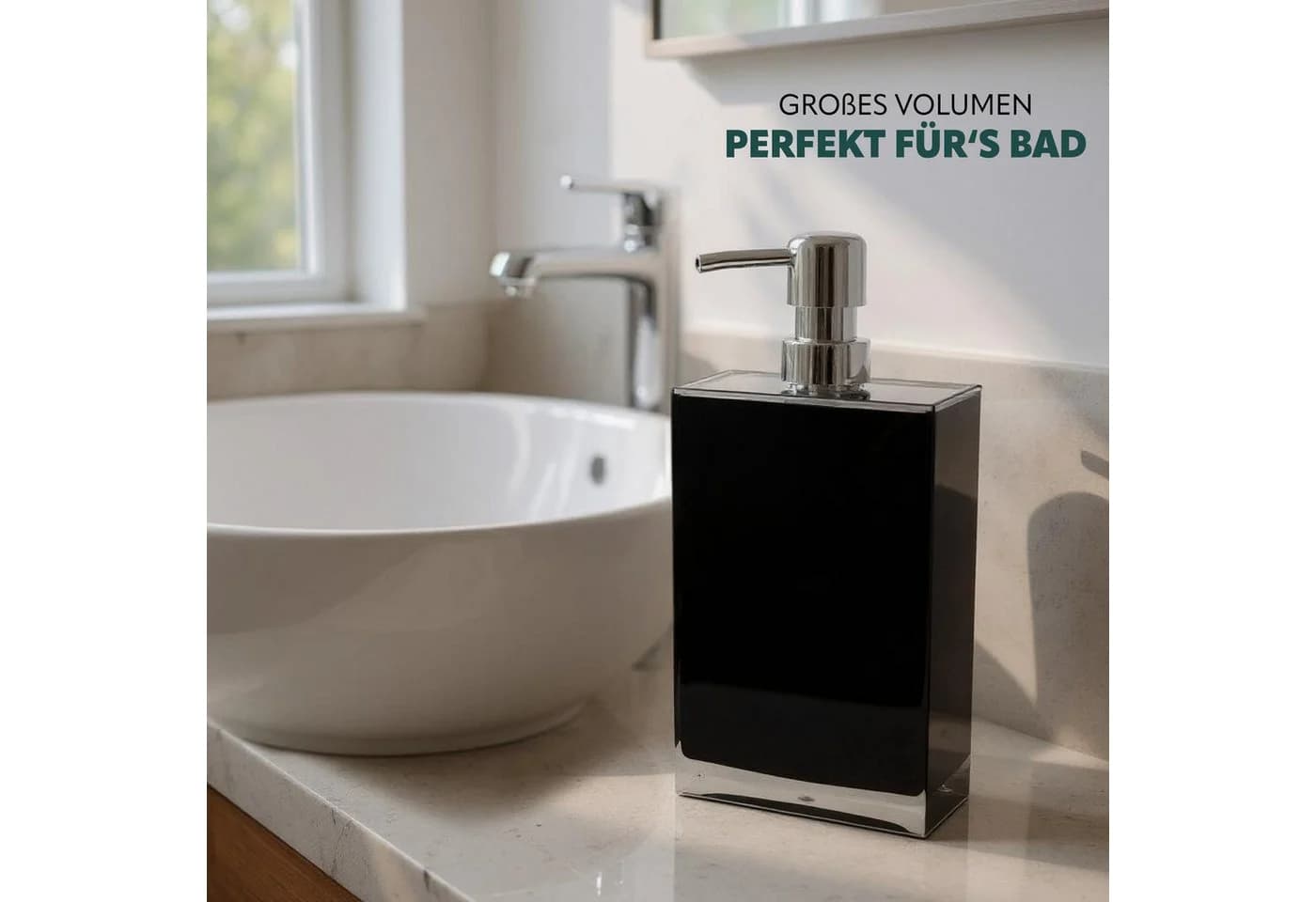 bremermann Seifenspender XL 500 ml Kunststoff eckig schwarz
