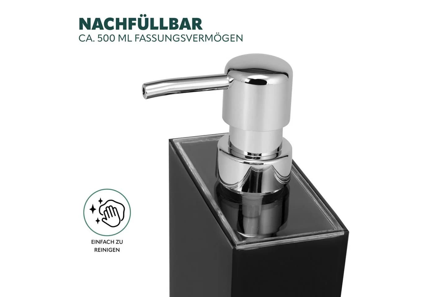 bremermann Seifenspender XL 500 ml Kunststoff eckig schwarz - Bild 5