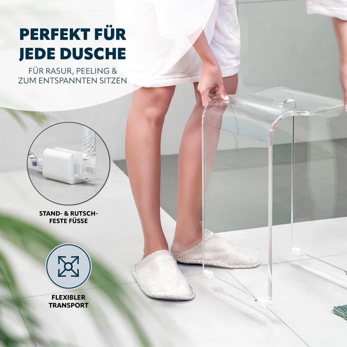 bremermann Duschhocker aus Acryl transparent mit Griffmulde - Bild 3