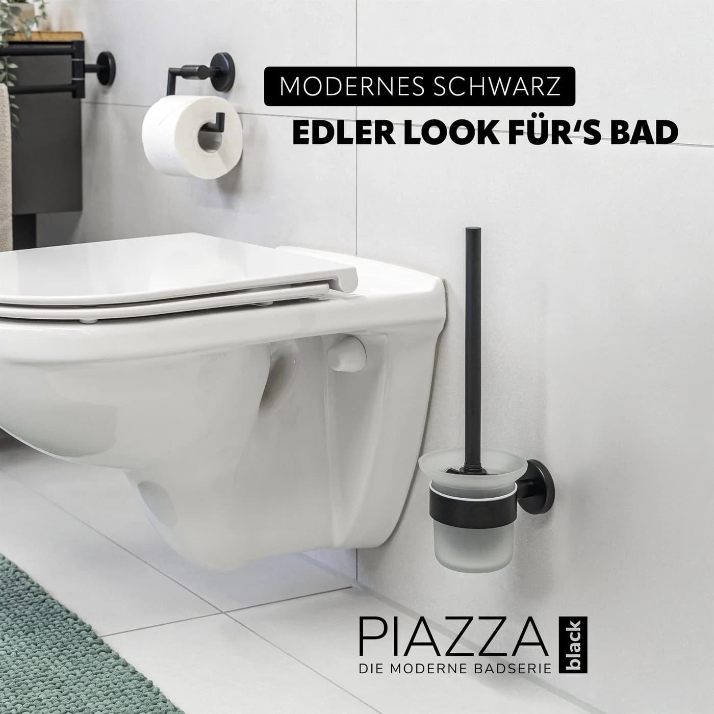 bremermann WC-Reinigungsbürste PIAZZA BLACK inkl. Klebeset matt schwarz