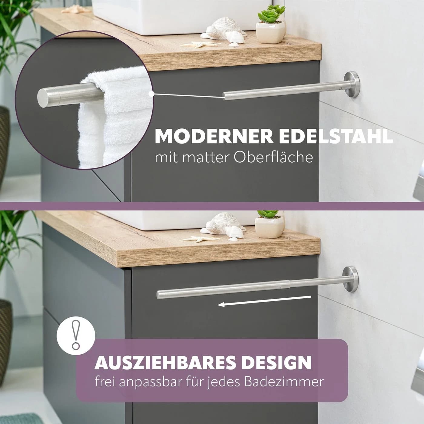 bremermann Teleskop-Handtuchhalter Bad-Serie PIAZZA inkl. Klebeset, ohne Bohren - Bild 4
