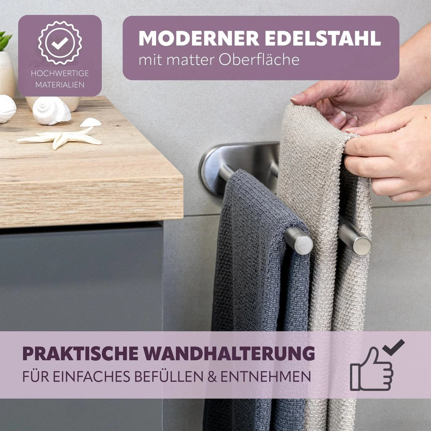 bremermann Teleskop-Handtuchhalter 2-armig PIAZZA Edelstahl Matt - Bild 3