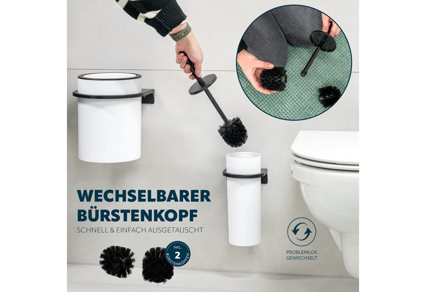 bremermann Badaccessoire-Set 2tlg. SAVONA Schwarz/Weiß Softtouch - Bild 4