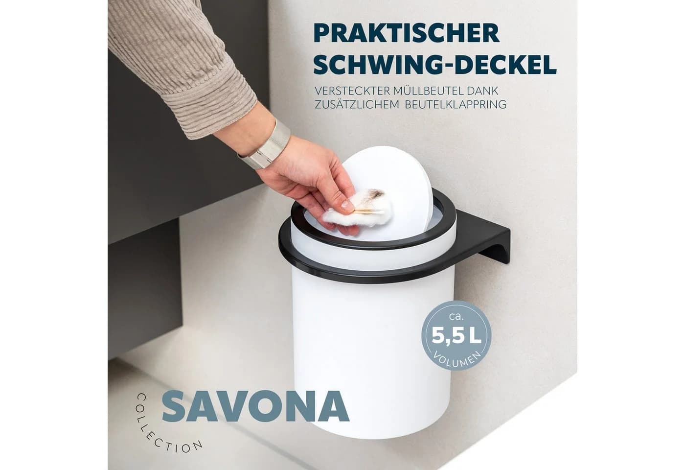 bremermann Badaccessoire-Set 2tlg. SAVONA Schwarz/Weiß Softtouch - Bild 5