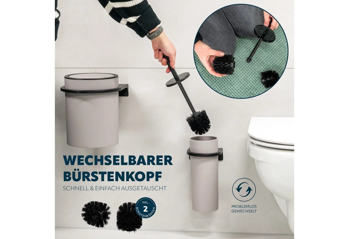 bremermann Badaccessoire-Set 2tlg. SAVONA Schwarz/Taupe Softtouch - Bild 4