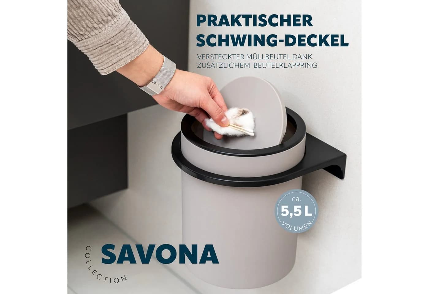 bremermann Badaccessoire-Set 2tlg. SAVONA Schwarz/Taupe Softtouch - Bild 5