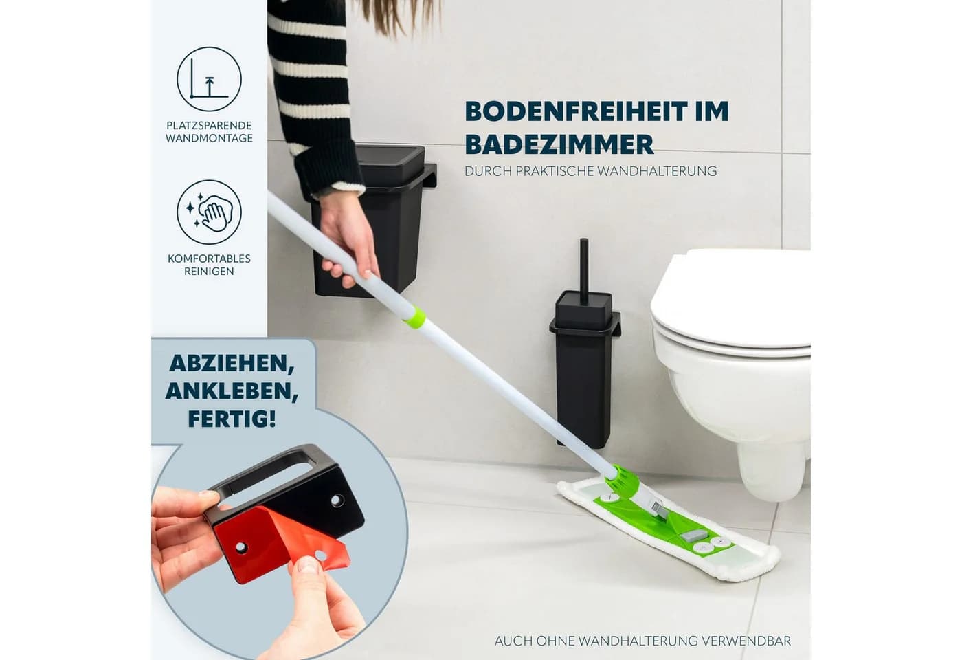 bremermann Badaccessoire-Set SAVONA Softtouch inkl. Wandhalterung, 2-tlg. Schwarz - Bild 3