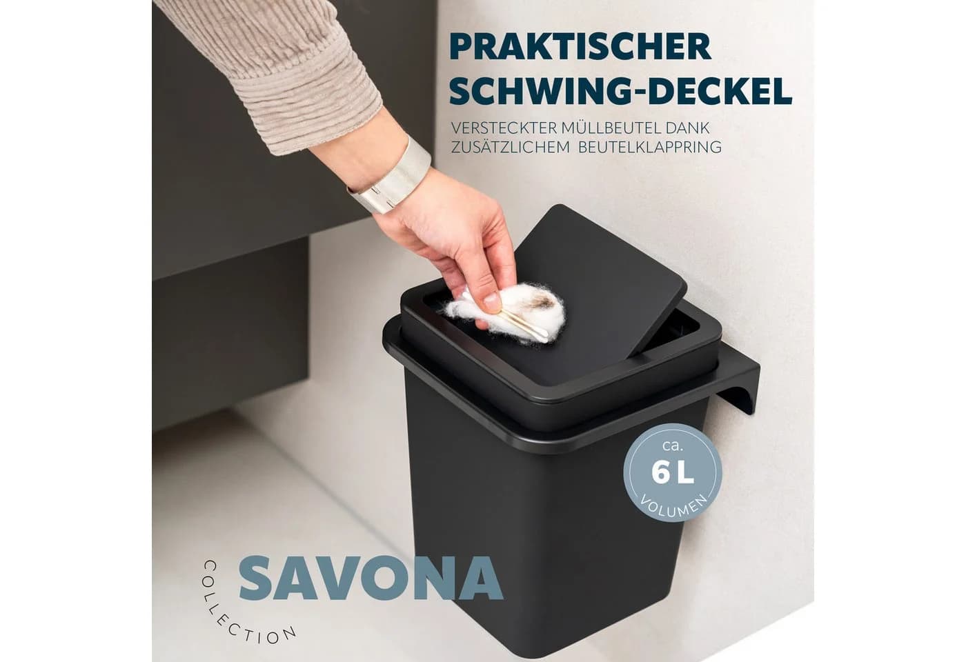 bremermann Badaccessoire-Set SAVONA Softtouch inkl. Wandhalterung, 2-tlg. Schwarz - Bild 5