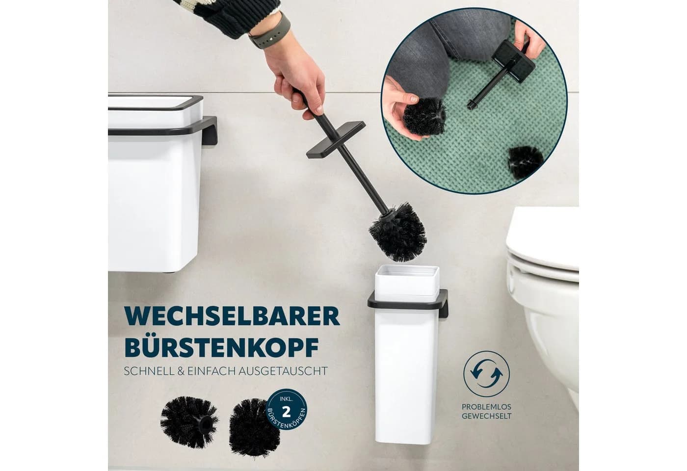 bremermann Badaccessoire-Set 2tlg. SAVONA Softtouch Schwarz/Weiß - Bild 4