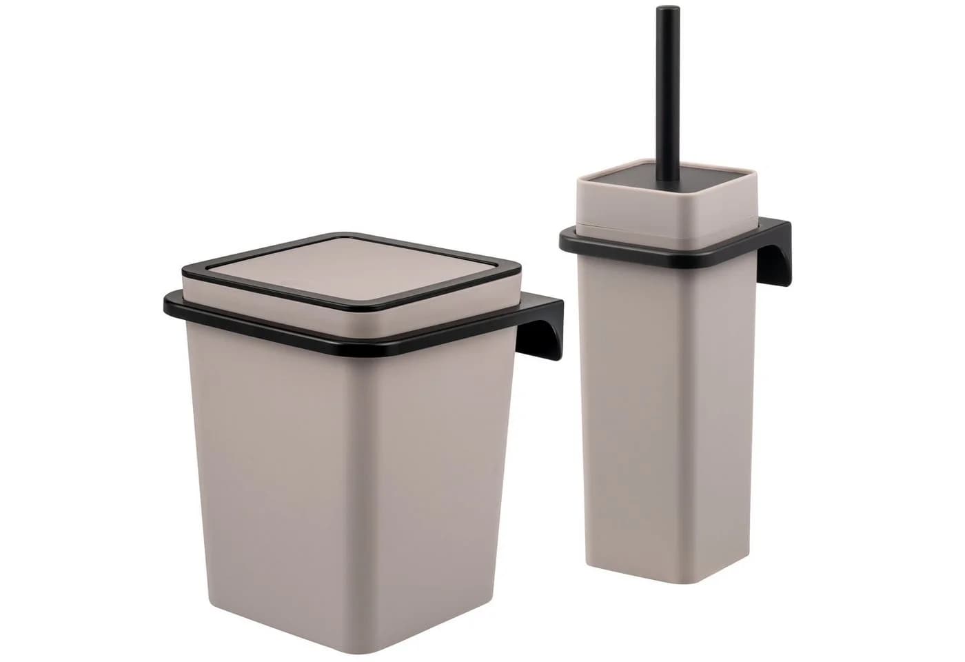 bremermann Badaccessoire-Set 2tlg. SAVONA Schwarz/Taupe mit Wandhalterung - Bild 2