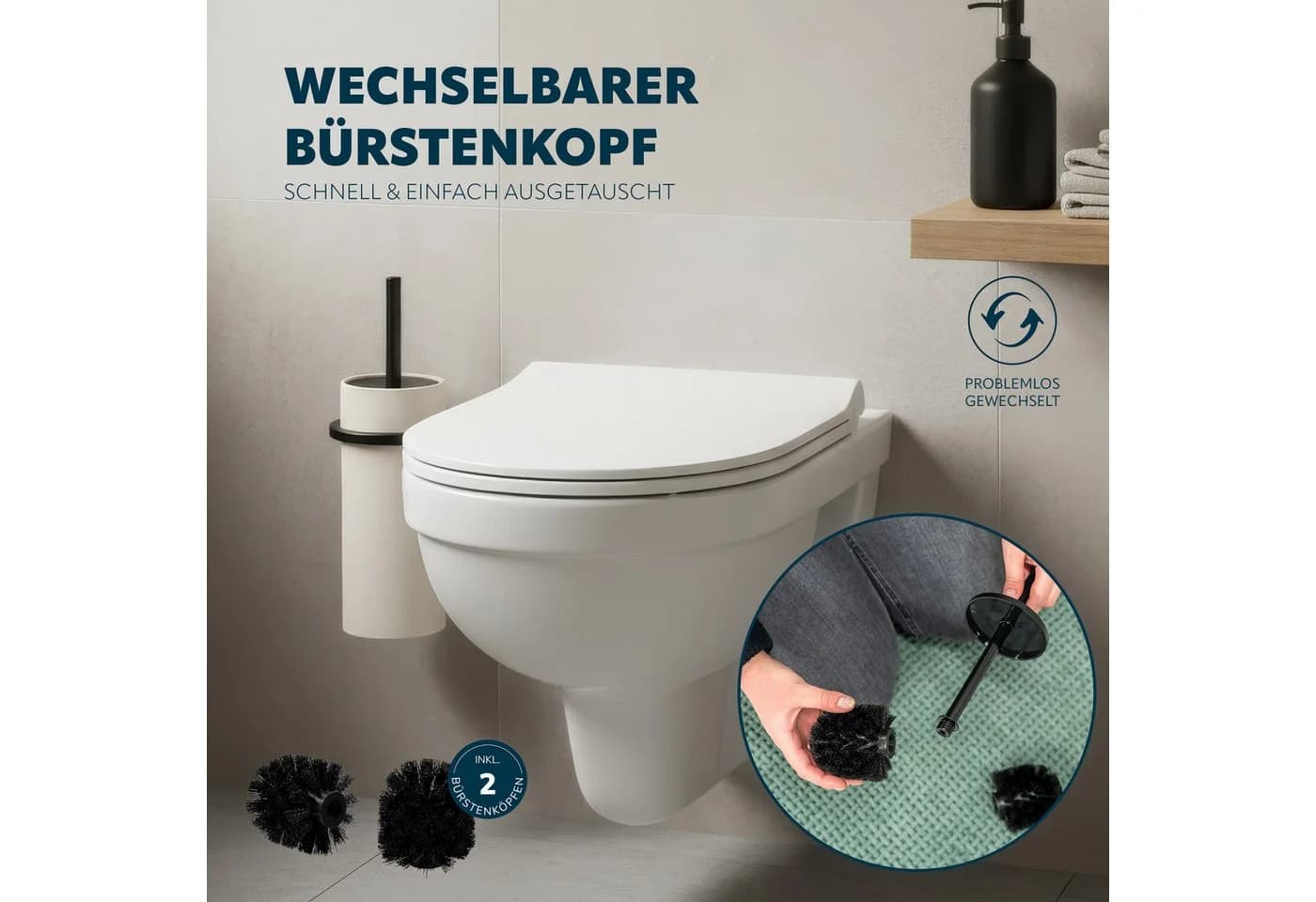 bremermann Badaccessoire-Set 2tlg. SAVONA Beige/Schwarz Softtouch - Bild 4