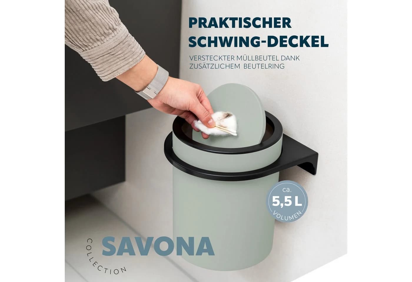 bremermann Bad-Set SAVONA 2tlg. Schwarz/Salbei mit Wandhalterung - Bild 5
