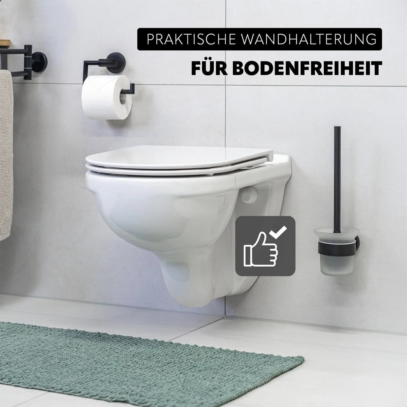 bremermann WC-Reinigungsbürste PIAZZA BLACK Edelstahl & Glas Schwarz - Bild 3