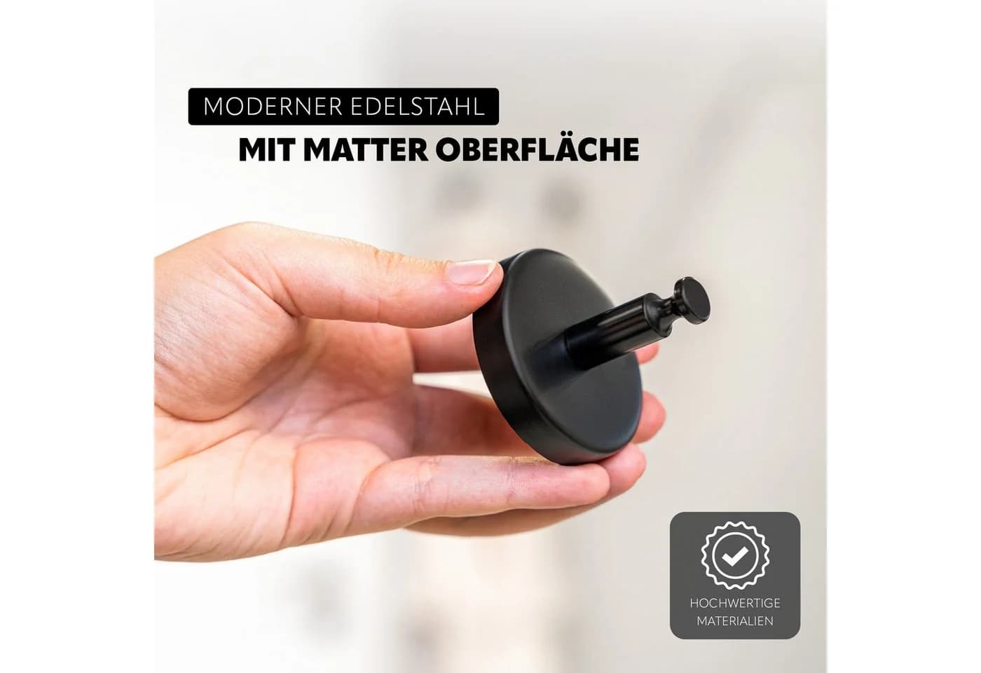 bremermann Handtuchhaken Bad-Serie PIAZZA BLACK 2er Set Matt Schwarz - Bild 3