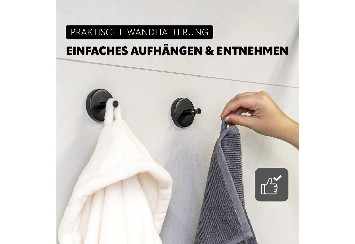 bremermann Handtuchhaken Bad-Serie PIAZZA BLACK 2er Set Matt Schwarz - Bild 4