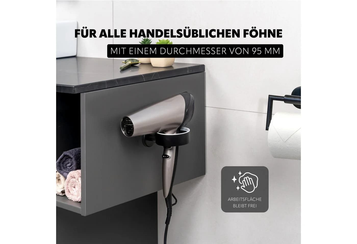 bremermann Haartrocknerhalter PIAZZA BLACK - matt schwarz - Bild 5