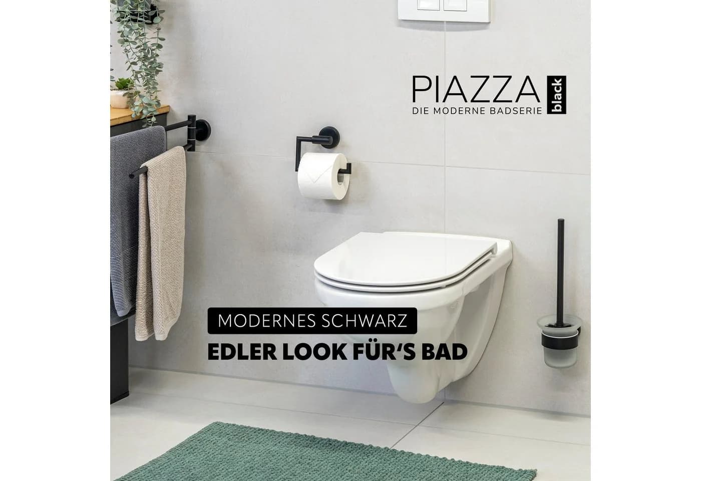 bremermann Toilettenpapierhalter PIAZZA BLACK Edelstahl Matt Schwarz