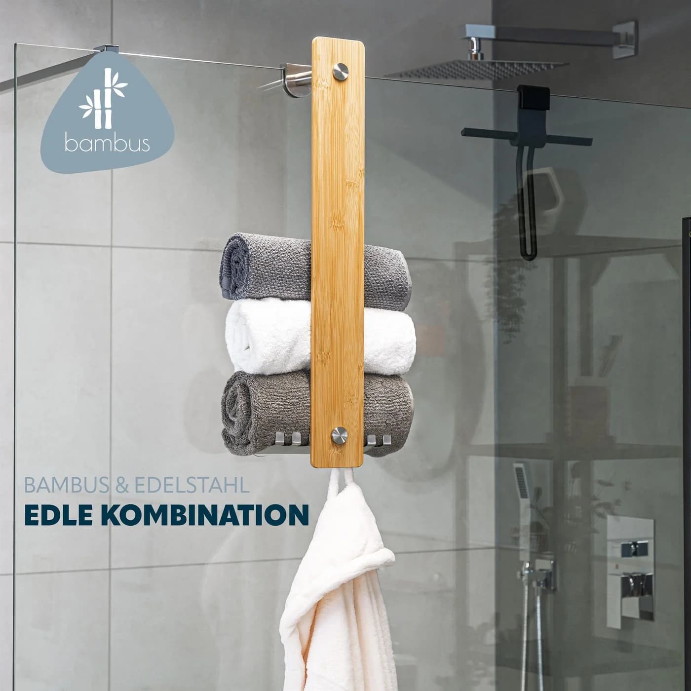 bremermann Handtuchhalter 2in1 PIAZZA BAMBUS Bambus Edelstahl