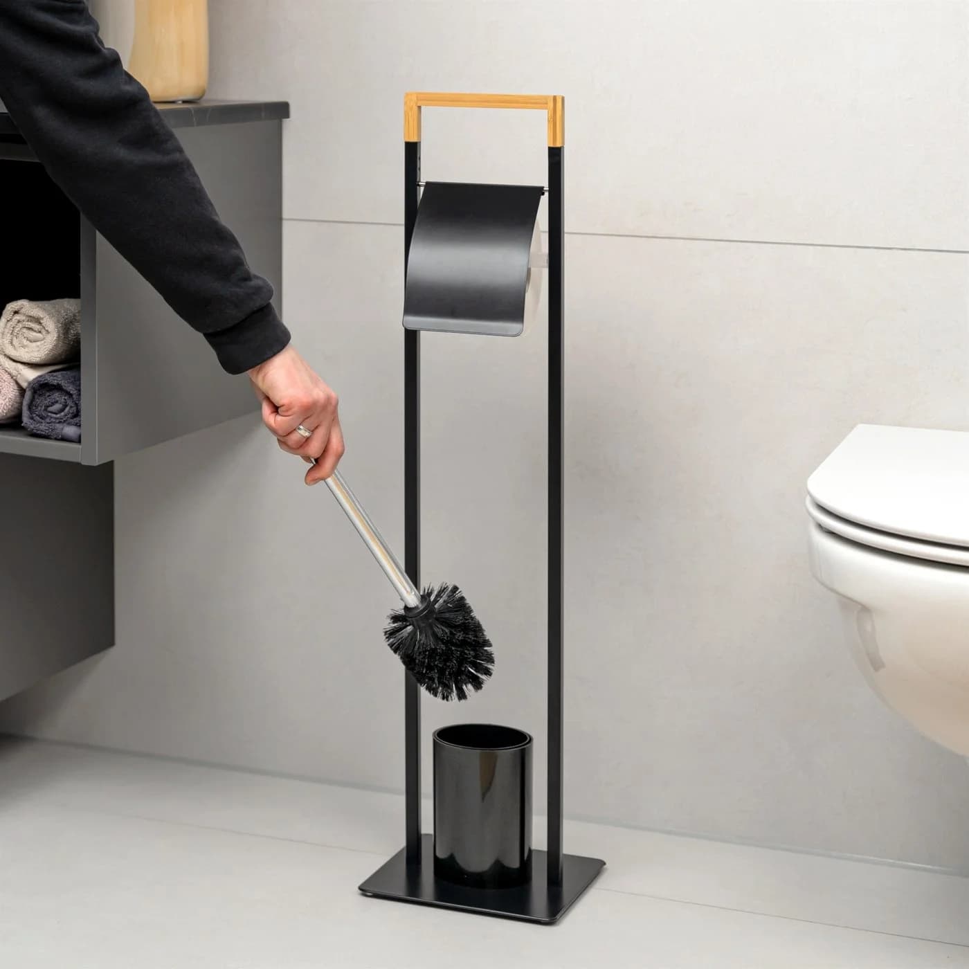bremermann Stand-WC-Garnitur 2in1 mit Bambus & WC-Bürste - Bild 5