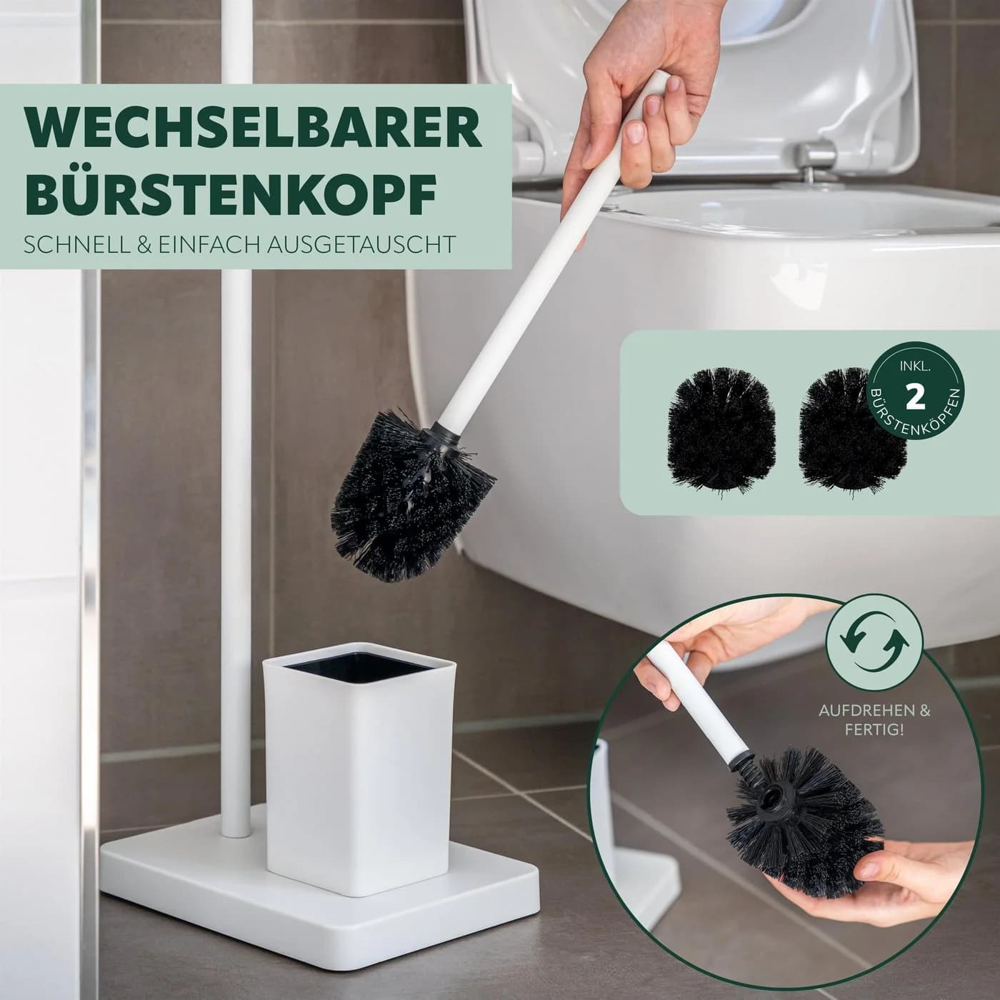 bremermann WC-Garnitur 2in1 Stand-WC-Rollenhalter weiß/Bambus - Bild 4