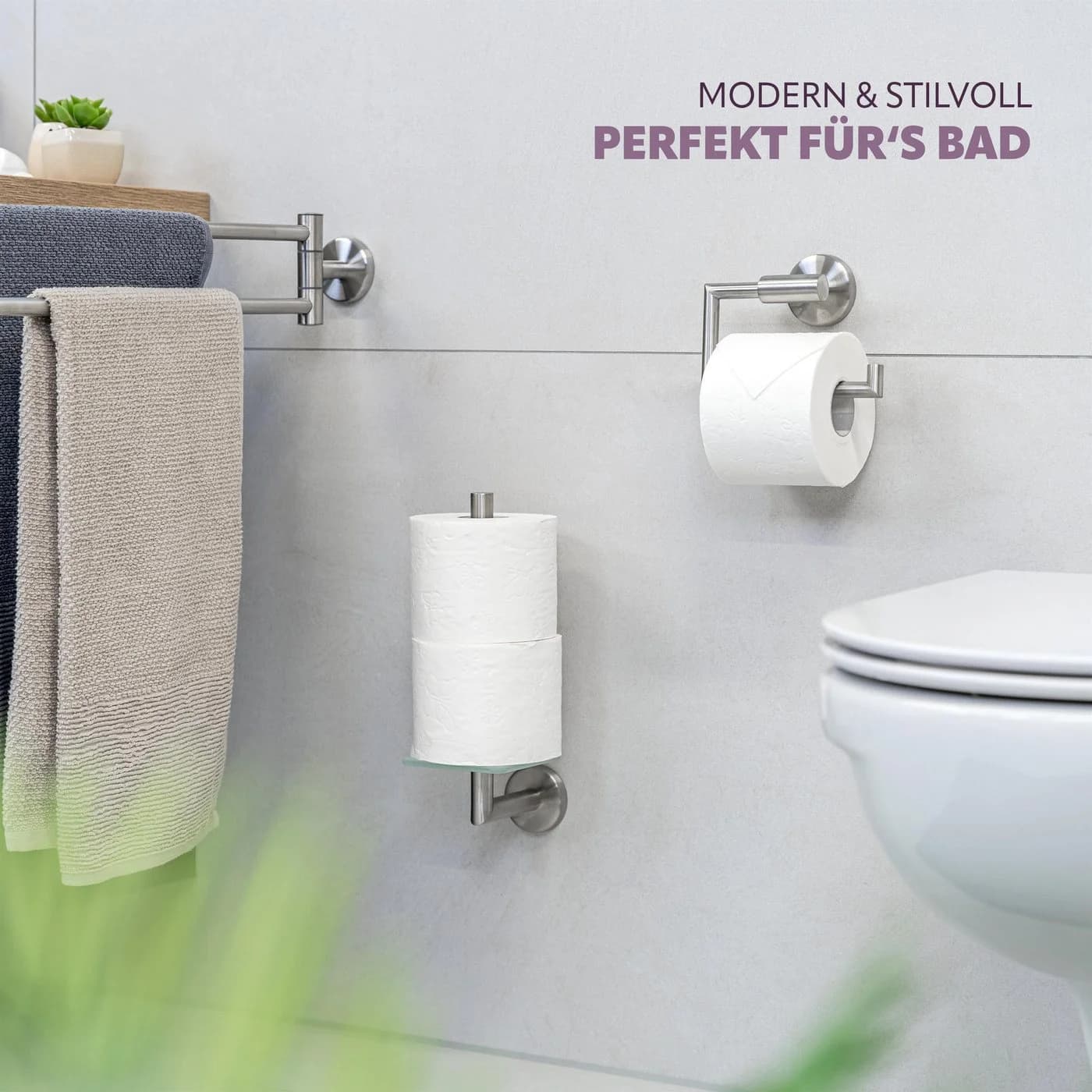 bremermann Toilettenpapierhalter PIAZZA Edelstahl matt inkl. Klebeset