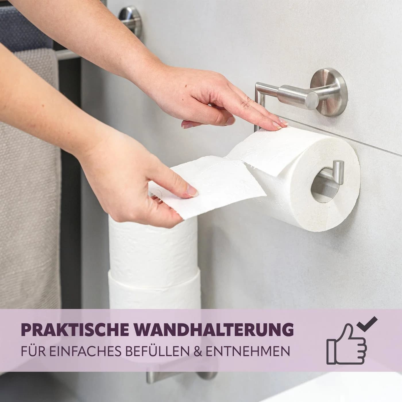 bremermann Toilettenpapierhalter PIAZZA Edelstahl matt inkl. Klebeset - Bild 3