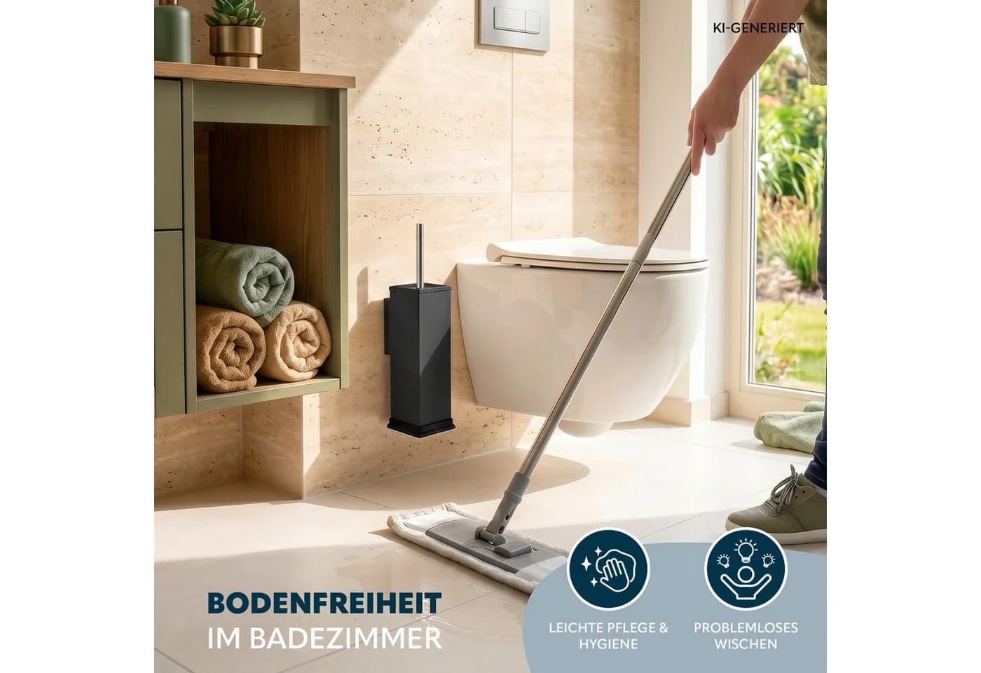 bremermann WC-Reinigungsbürste mit Wandhalterung Edelstahl Schwarz - Bild 3
