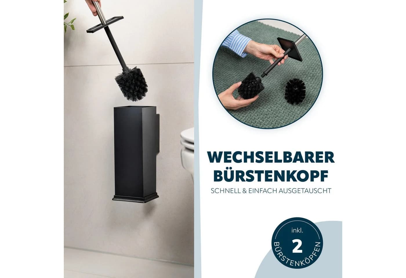 bremermann WC-Reinigungsbürste mit Wandhalterung Edelstahl Schwarz - Bild 4