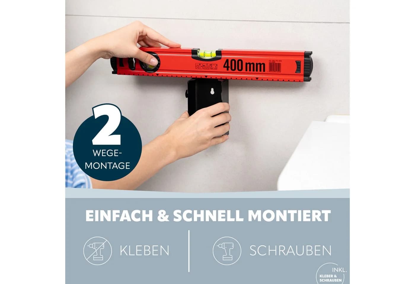 bremermann WC-Reinigungsbürste mit Wandhalterung Edelstahl Schwarz - Bild 5