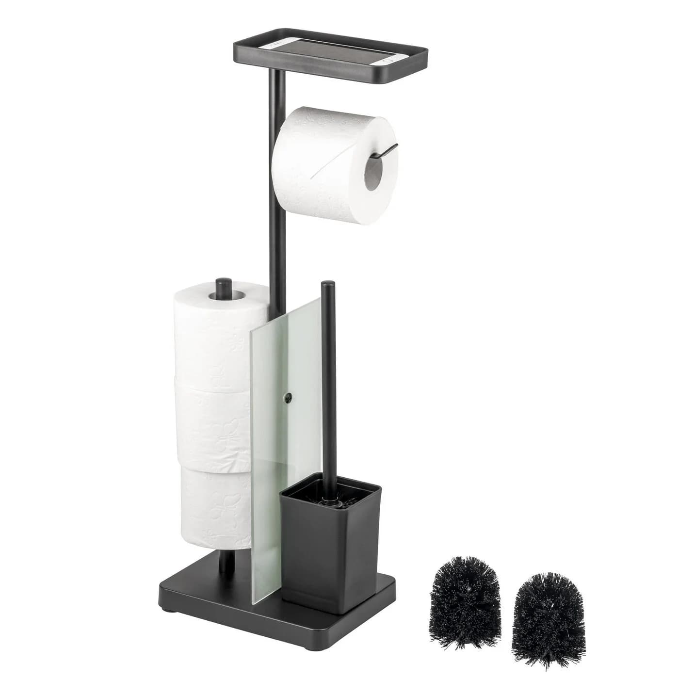 eluno WC-Garnitur 4in1 Schwarz mit WC-Bürste und Rollenhalter - Bild 2