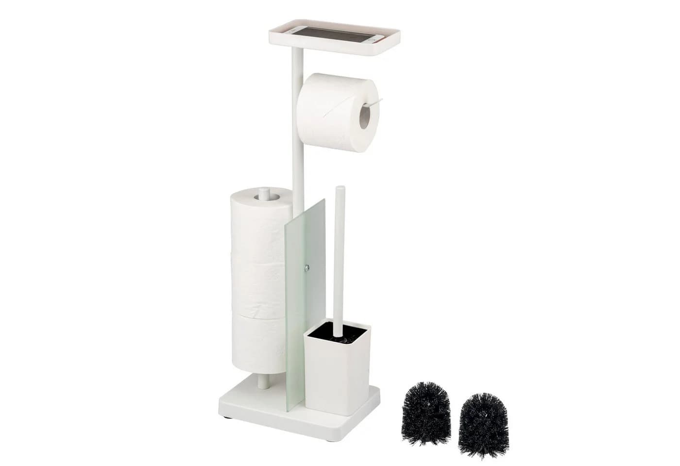 eluno WC-Garnitur 4in1 mit WC-Bürste und Rollenhalter Weiß - Bild 2